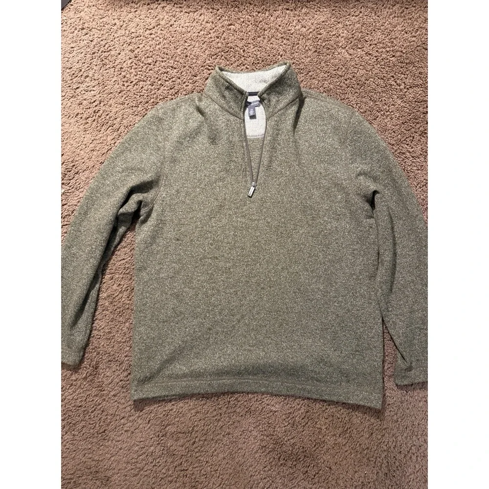 Van Heusen Gray Knit 1/4 Zip Mock Neck Pullover Sweater Men's Long Sleeve Size L